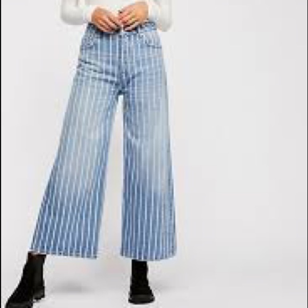 NWT We the Free FP wide leg stripe crop jeans